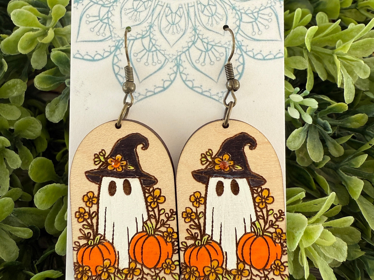 Handmade Pumpkin Patch Ghost Earrings
