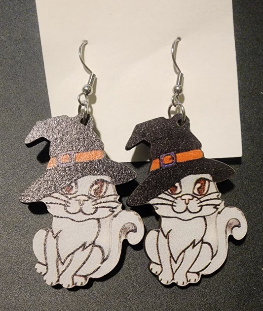 Witch Hat Cat Earrings