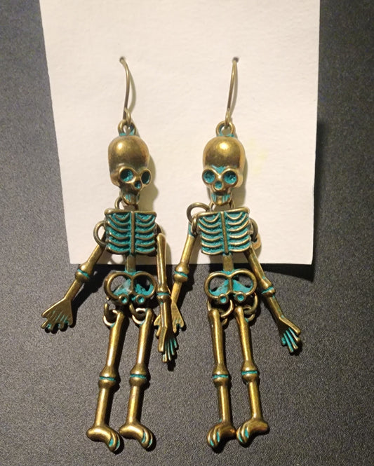 Bronze Colored Skeleton Earrings