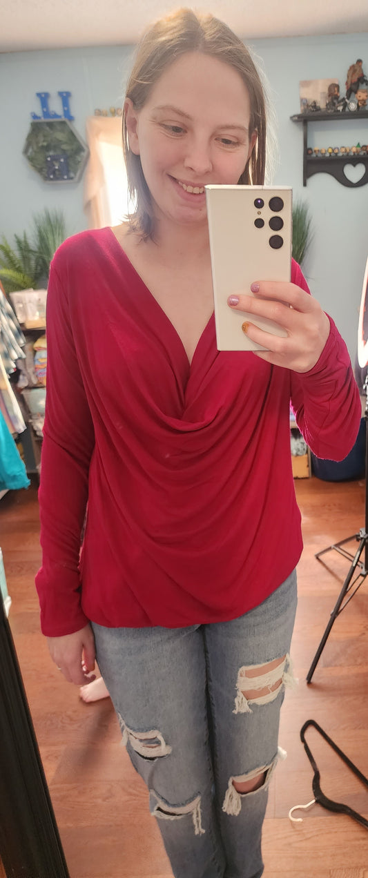 Red Pink Draping Top