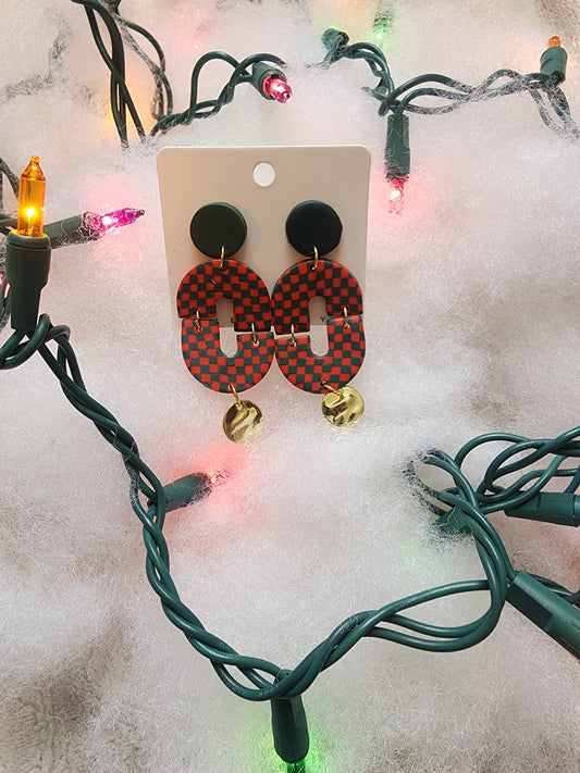 "Morgan" Plaid Christmas Earrings
