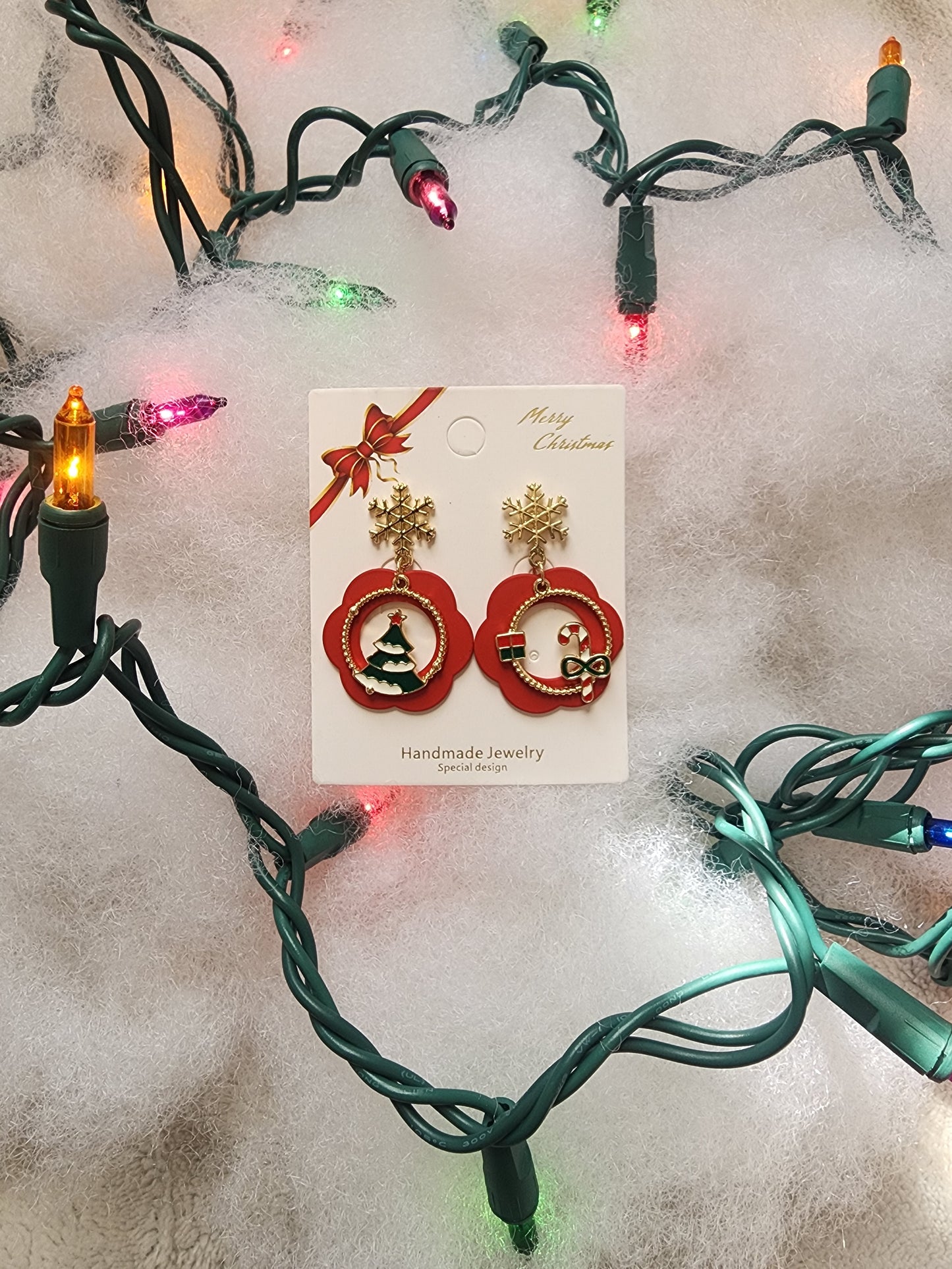 "Hannah" Tree and Candy Cane Earrings