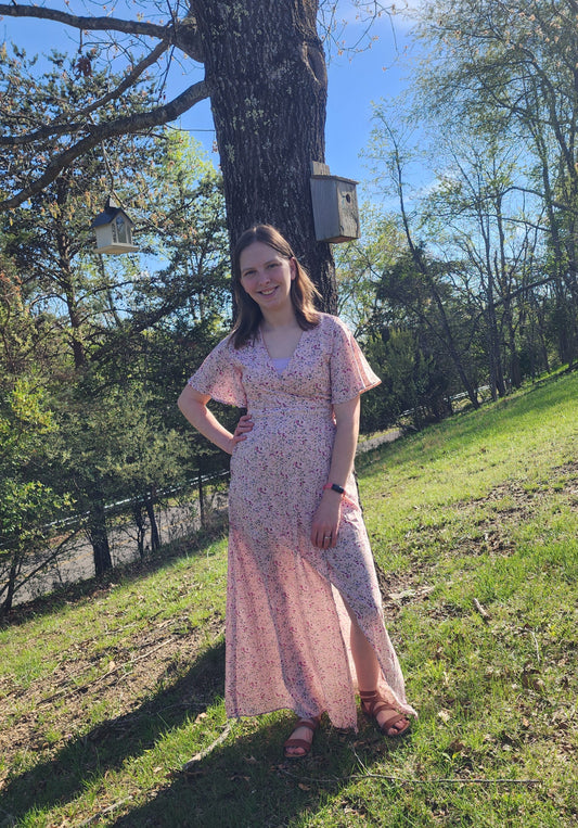 "Think Pink" Floral Maxi