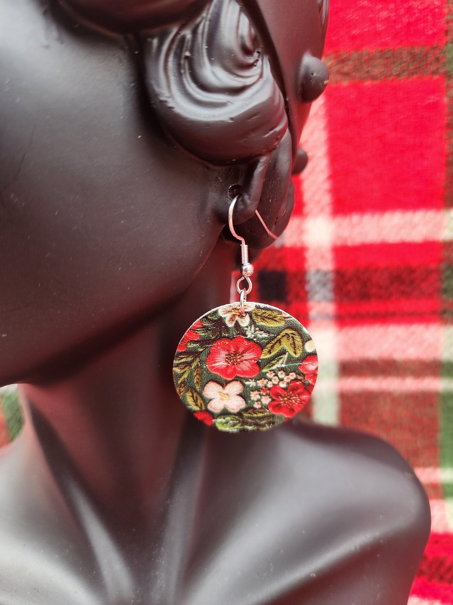 Faux Leather Christmas Flower Earrings