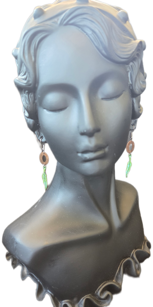 Small Feather Patina Earrings