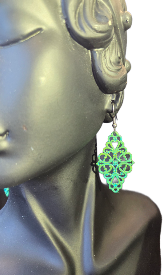 Brass Filigree Patina Earrings