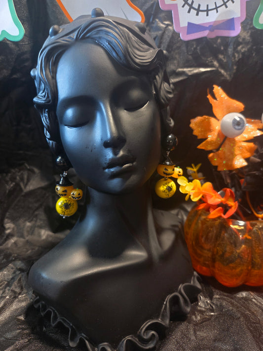 Pumpkin and Sunflower Bead Earrings