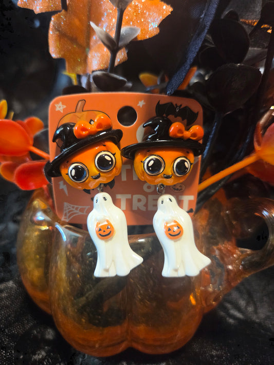 Pumpkin and Ghost Earrings