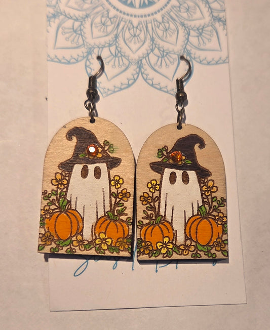 Handmade Pumpkin Patch Ghost Earrings