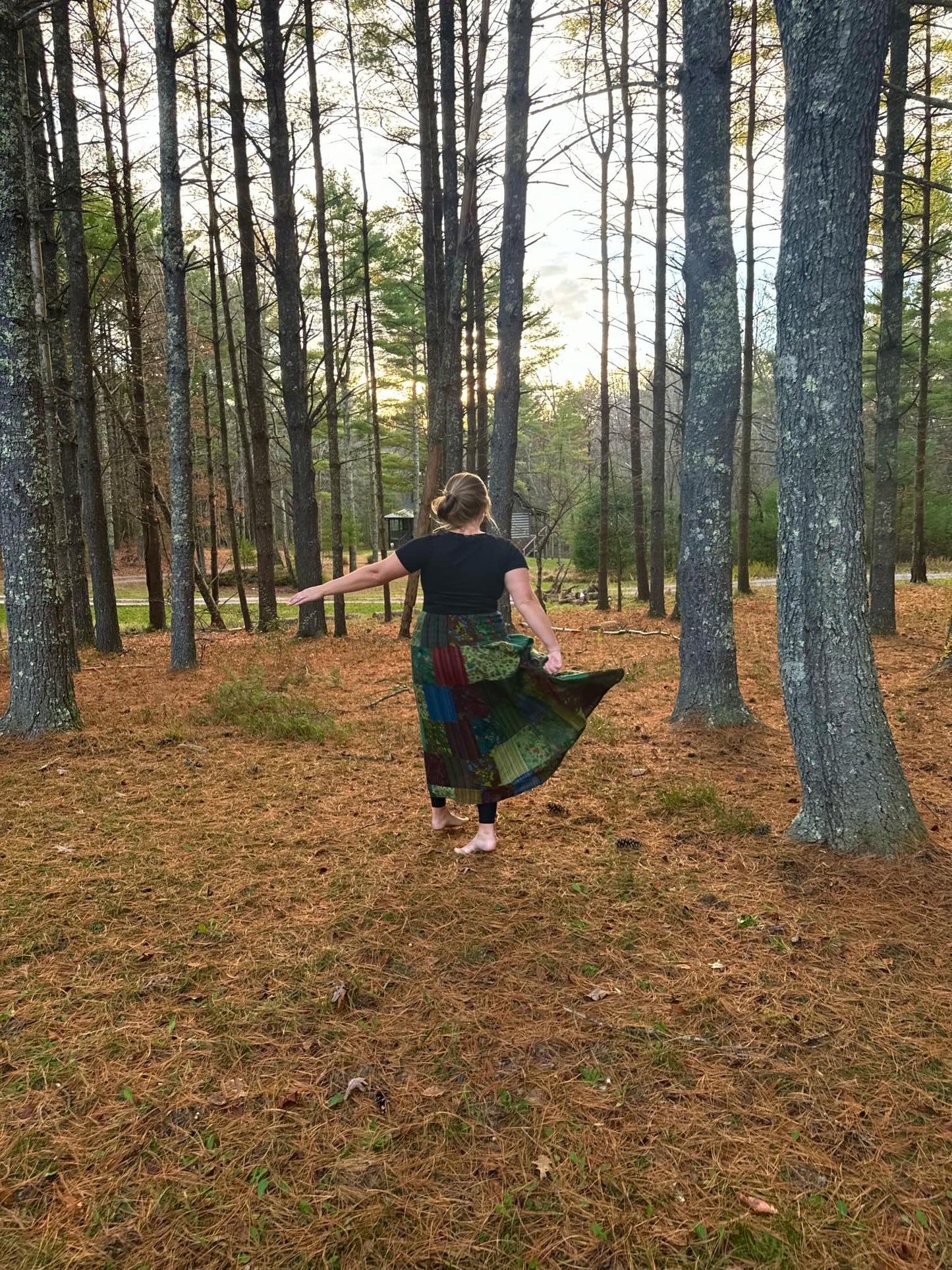 "Cassie" Mushroom Print Patched Skirt- One Size