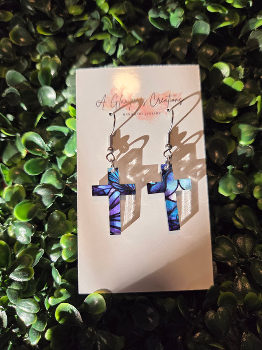 "He Is Risen" Cross Earrings