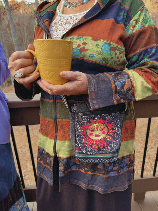 Colorblock Stripe Mushroom Pattern Jacket