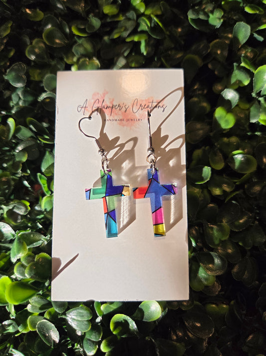 "He Is Risen" Cross Earrings