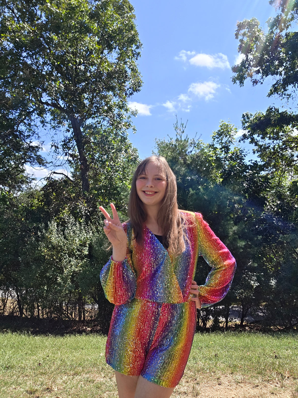"Cassie" Rainbow Romper
