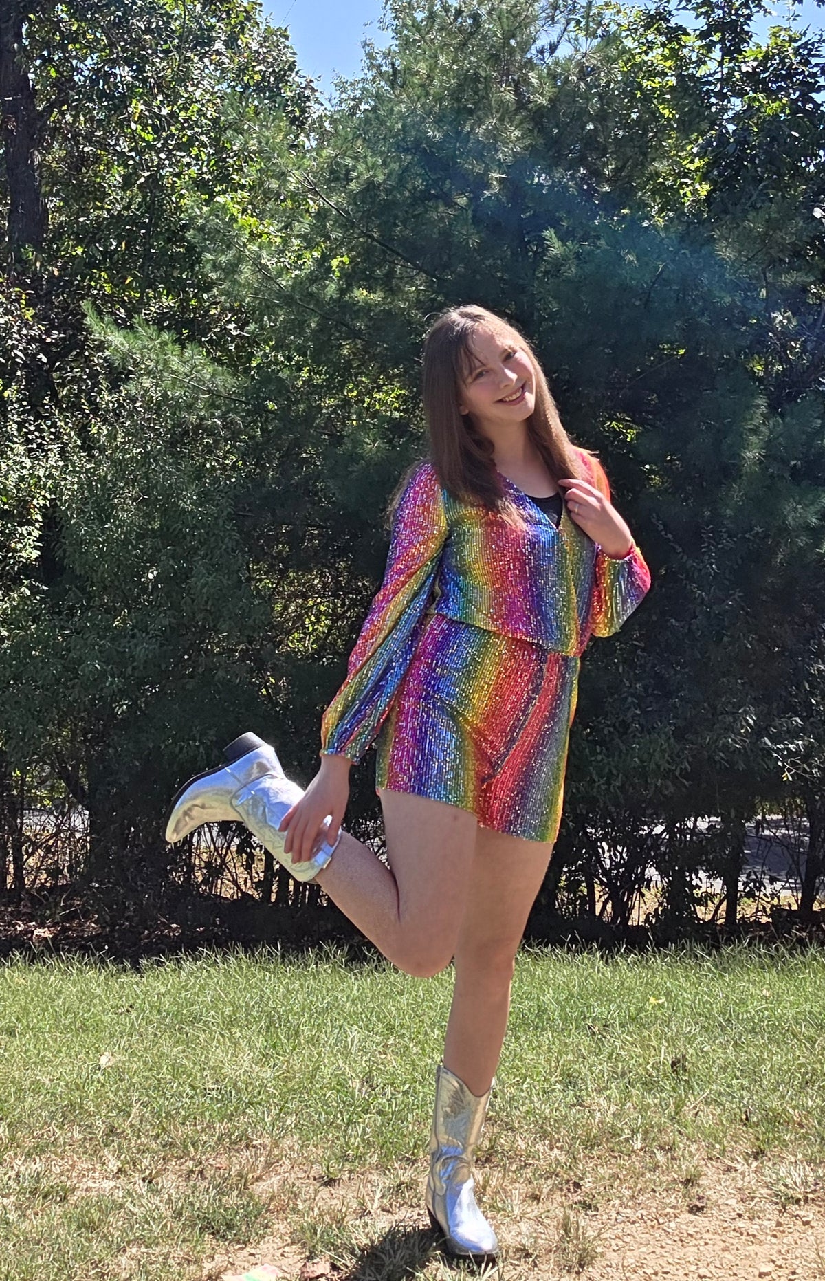 "Cassie" Rainbow Romper