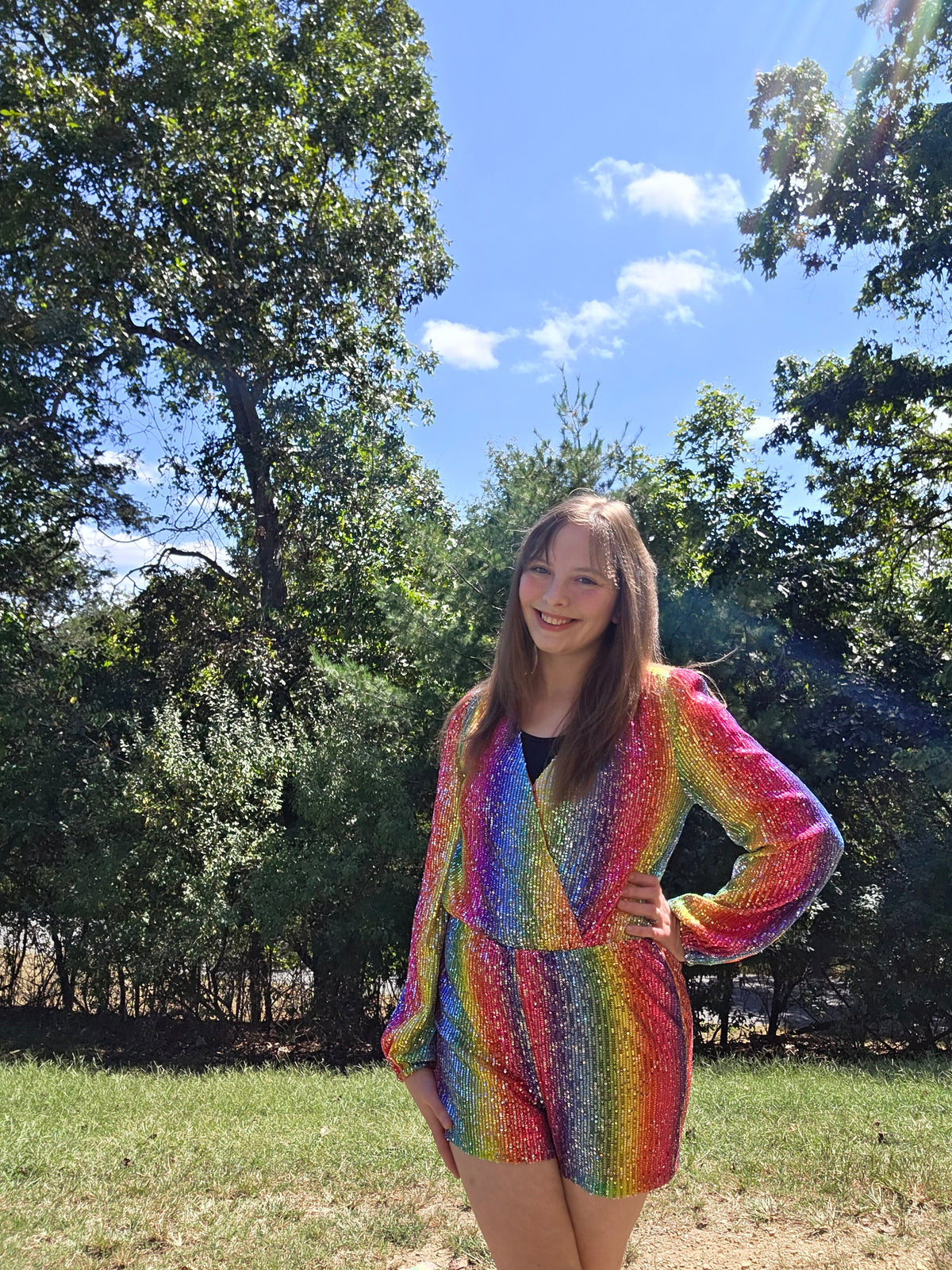 "Cassie" Rainbow Romper