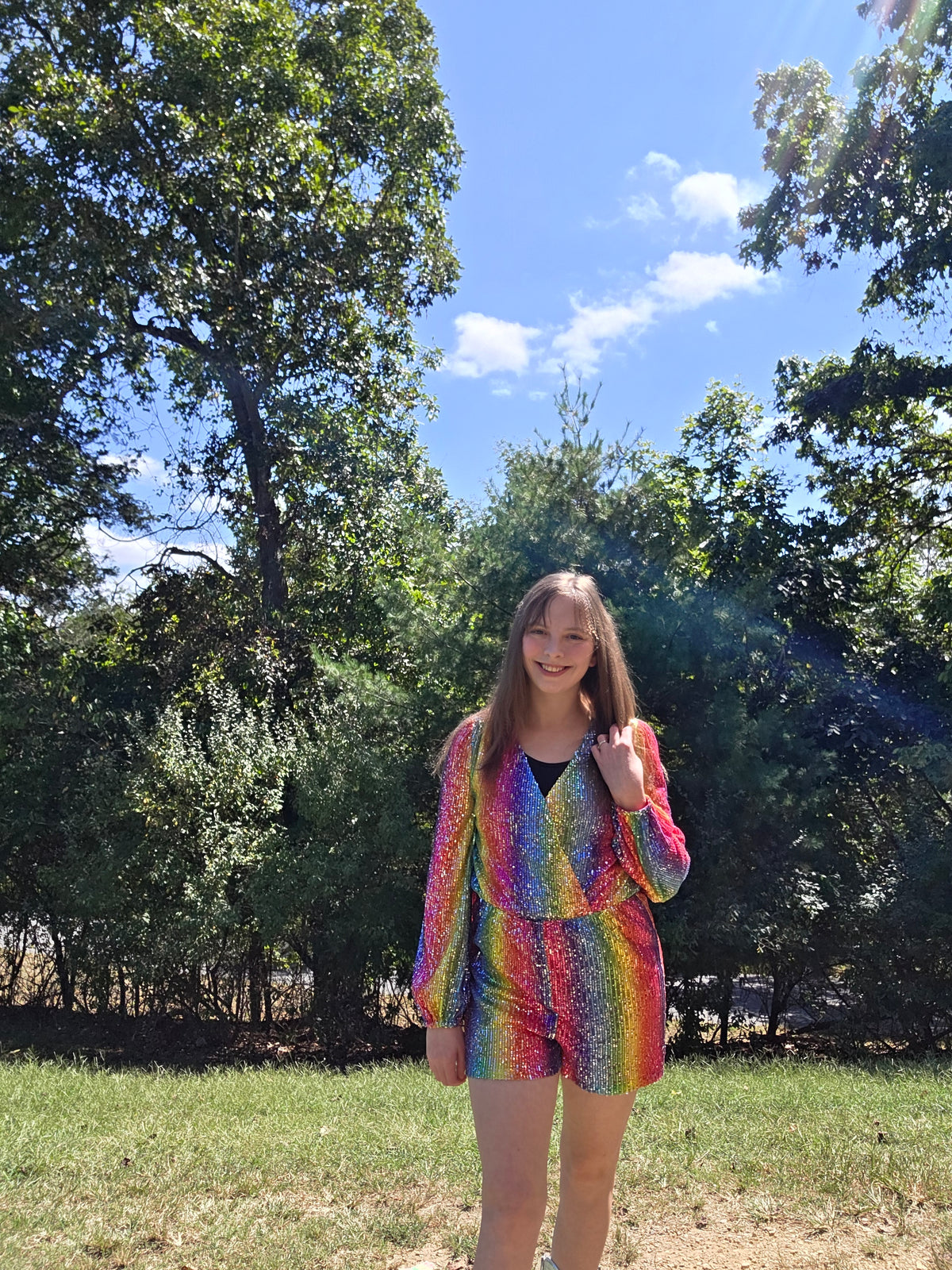 "Cassie" Rainbow Romper