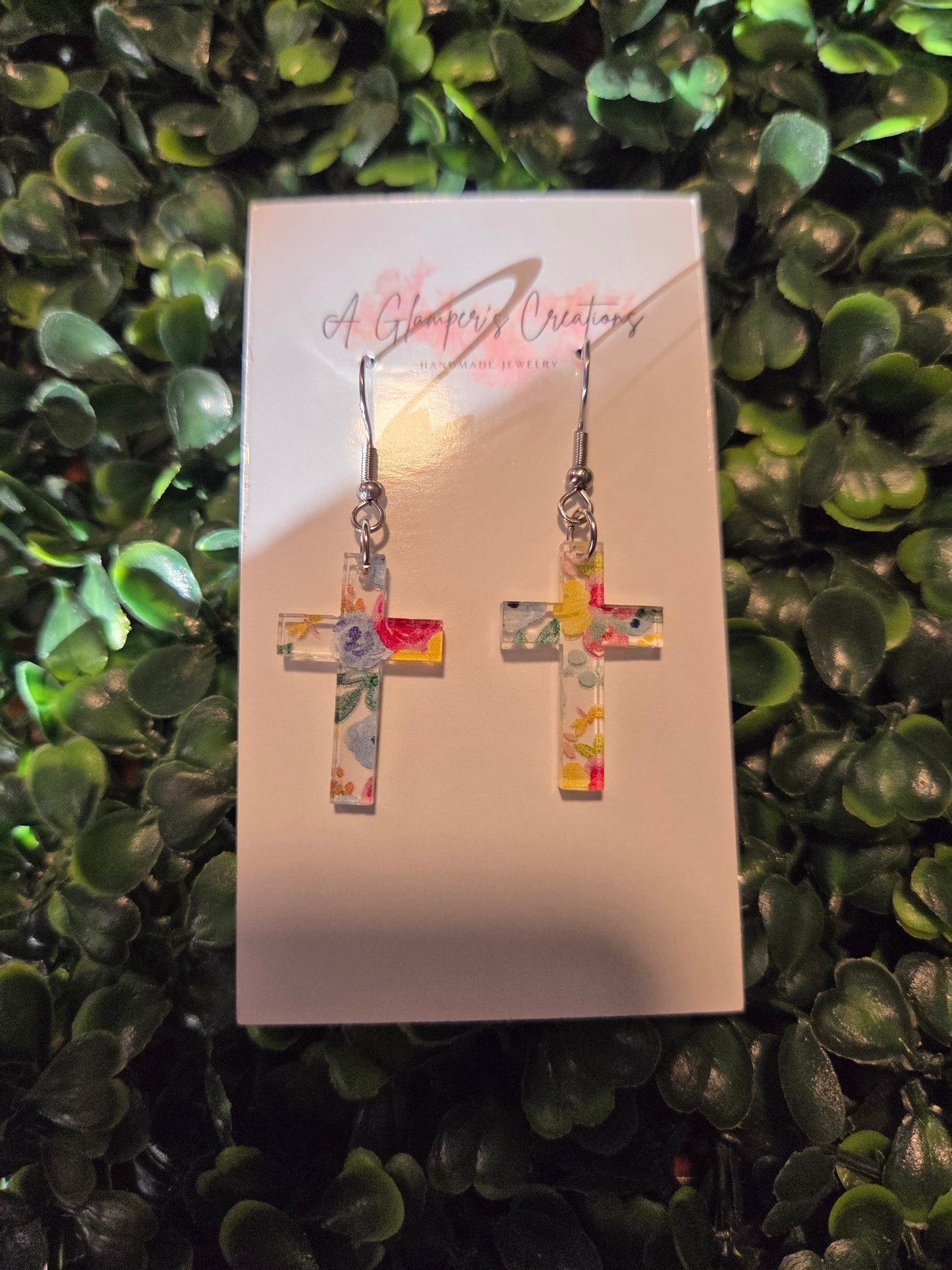 "He Is Risen" Cross Earrings