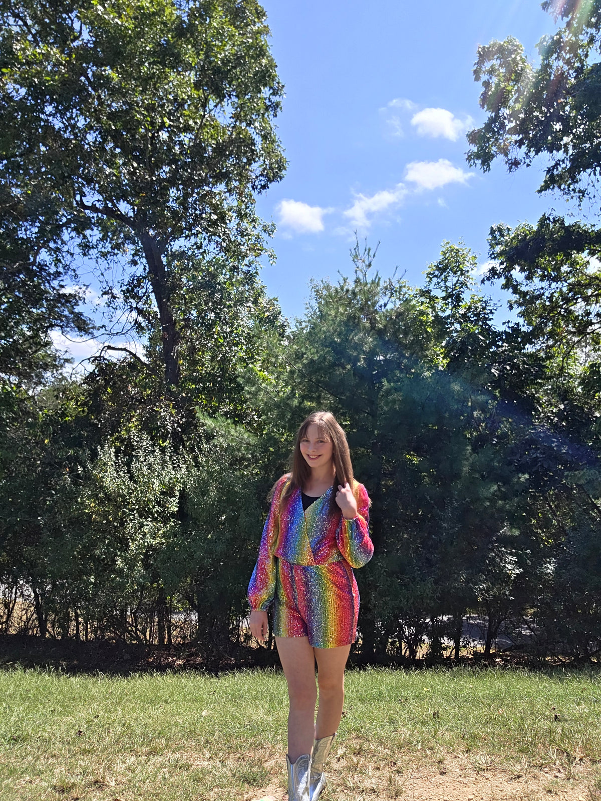 "Cassie" Rainbow Romper